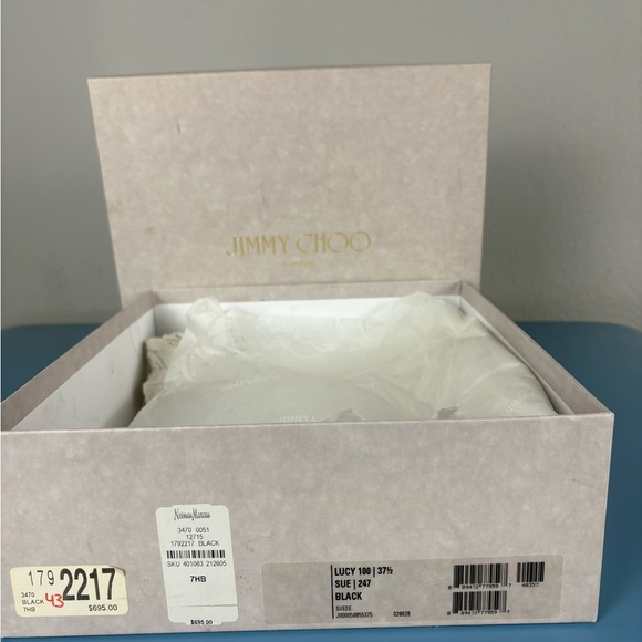 Jimmy Choo Black Suede Lucy Ankle Strap Pointed Pump - Picture 8 of 8